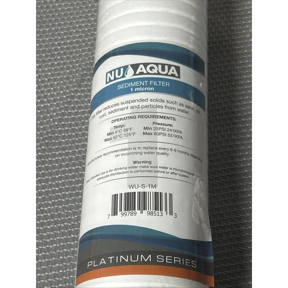 NEW Sealed Nu Aqua Platinum Series Filter Sediment/ Pre Carbon/ Carbon Polishing